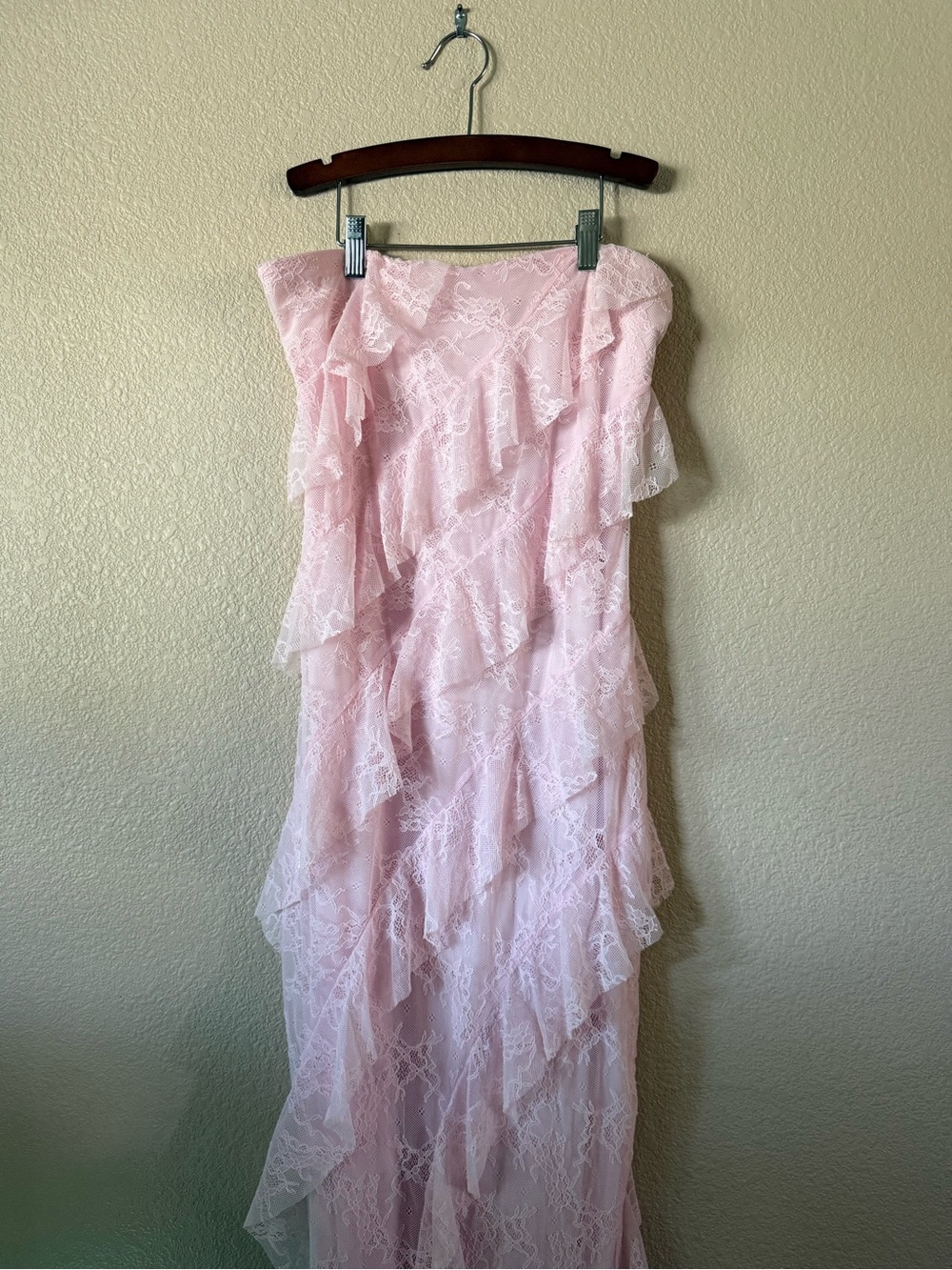 Strapless Pink Lace Dress